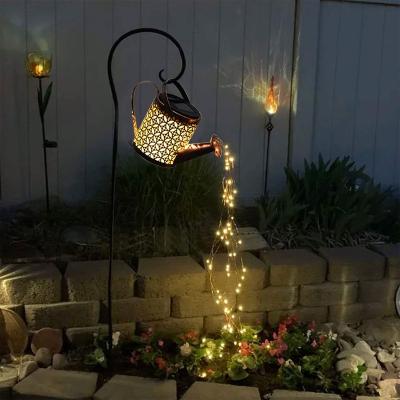 China Romantic Garden Art Light Watering Can Outdoor Solar Yard Light Waterfall LED Garden Decor Garden Decoration for sale