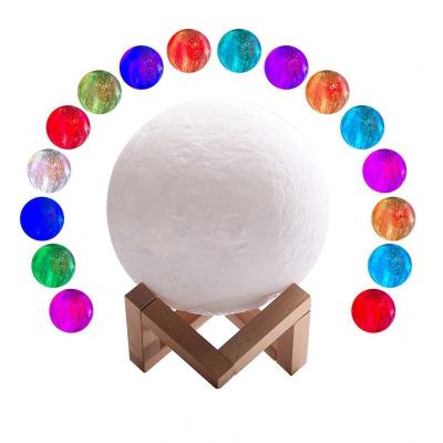 China Modern Amazon Best Seller 16 Colors Moon Bedroom Baby Night Light Printing Rechargeable 3D Star Moon Light Lamp With Remote Control for sale