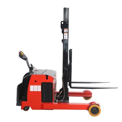 China Building material stores factory sale 8m height reach truck 4wheels forklift 4 way electric multi steering battery for sale