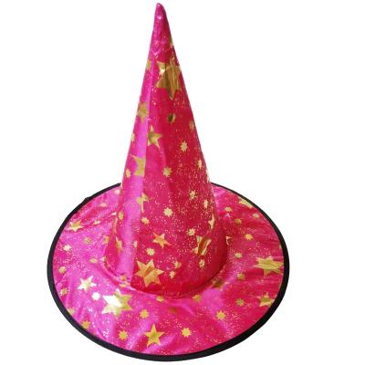 China Plush Color Gold Headed Magical Ghost Hat Kids Five Star Witch Costume Party Adult Halloween Party Hat for sale