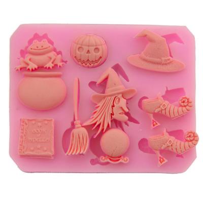 China Viable Decor Tool Halloween Witch Chocolate Mold Magic Cookies Witch Molds Halloween Silicone Baking Molds for sale