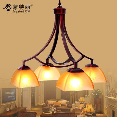 China 4 Light Pendant Wrought Iron Chandelier , Iron / Glass Retro and Traditional Chandeliers for sale