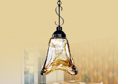 China Traditional Wrought Iron Chandelier / Amber Vintage Glass Pendant Chandeliers for sale