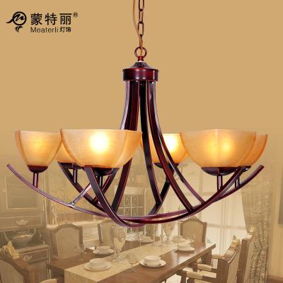 China 6Heads Modern & Traditional Wrought Iron Chandelier Cream Shade For Living Room for sale