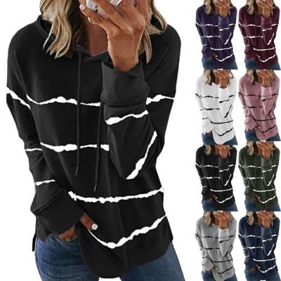 China Women Hoodies Breathable Breathable Sweatshirt Plus Size Women Long Sleeve Pullovers Winter Hooded Pullovers Solid Stripe Sweatshirt Tops Sweatshirt for sale