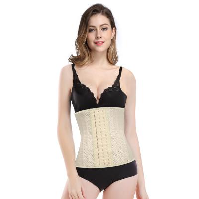 China New Design Women Antibacterial Adjustable Corset Bone 3 Shaper 25 Steel Hook Waist Trainer for sale