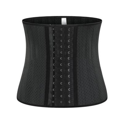 China Lady Breathable Antibacterial Mesh Firm Waist Trainer Hooks Adjustable High Waist Tummy Control Slimming Body Shaper Sports Belt Corset for sale