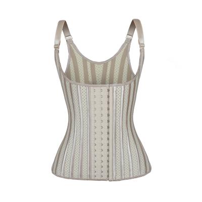 China Hot Selling Steel Bone Women's Antibacterial Tops Antibacterial Women's Waist Trainer Vest Breathable Mesh Hole Shaper Corset Waist Trainer Vest for sale