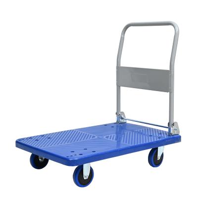 China Silent Plastic Trolley Folding Foldable To Platform 150kgs Industrial Hand Trolley Platform Trolley Trolley for sale