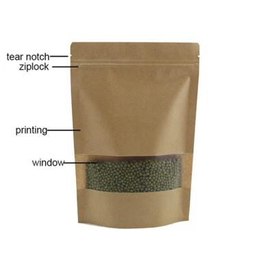 China well k-seal printing custom resealable zipper kraft paper food packaging bags with window for sale