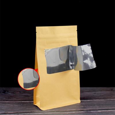 China Recyclable Brown Kraft Paper Stand Up Bag With Zipper For Nuts Bag Food Packaging for sale