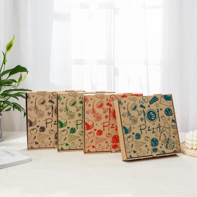 China Disposable pizza box packaging supplier new design corrugated color printing kraft paper box for pizza for sale