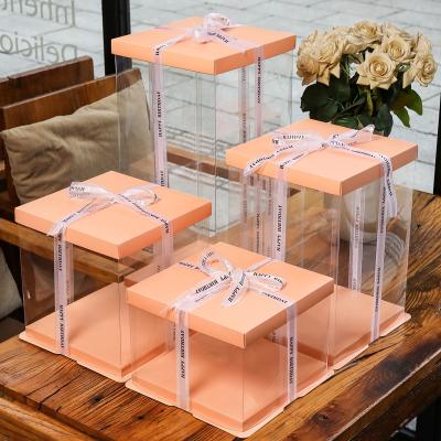 China Hot Selling Customized Clear Plastic Foldable PET PVC Disposable Gift Pantone Craft Silk Cake Box Industrial Packing Packaging Pcs for sale