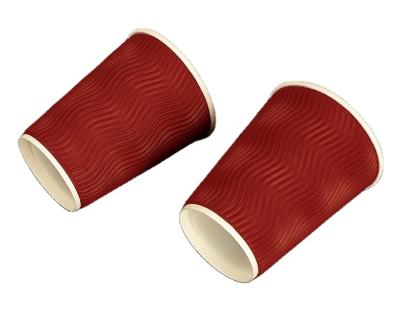 China Wholesale Eco-friendly Recyclable Double Wall Deli Disposable Ripple Paper Coffee Cup Corrugated Price for sale