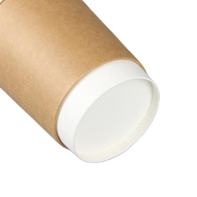 China Customized Recyclable Printed LOGO Eco Friendly Brown Kraft Disposable Paper Coffee Cup, Paper Cup With Lid for sale