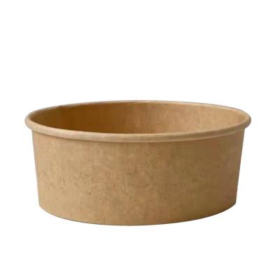 China China Factory Price Paper Grade/Edible Waterproof/Oil-Proof Rolls Disposable Custom Brown Salad Bowl Kraft Salad Bowl 1300ml for sale