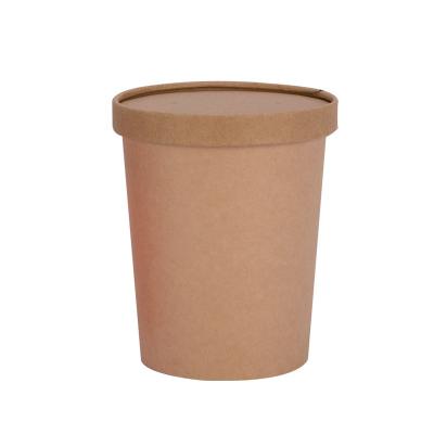 China Various Good Quality Brown 16oz Kraft Paper Soup Cup Disposable Disposable Paper Bowl Packing 500ml for sale