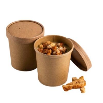 China Factory Direct Sale Customized Paper Disposable Soup Cup Oatmeal Bowl 500ml Disposable Soup Bowl And Lid for sale