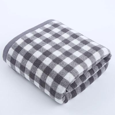 China Family Bath Absorbent Cotton Grid Design Style Antibacterial Towel Thick Skin-friendly Simple Child Safe Towel for sale