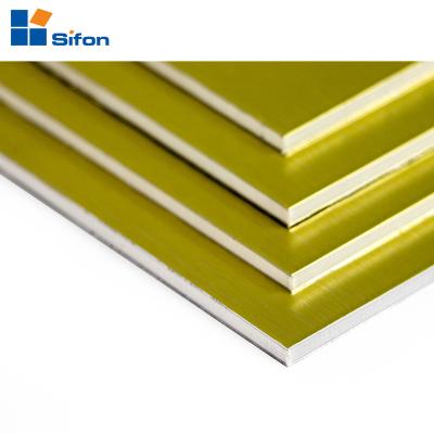 China Interior Wall Class A2 Gold Fire Resistant ACP Brush Panels Exterior Decoration Manufacturer Aluminum Composite Panel for sale