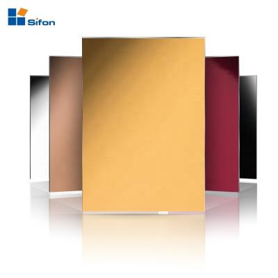 China Auland 2mm Color Aluminum Composite Panel Aluminum Composite Sheet Of Mirror Gold Finish Curtain Wall Cladding for sale