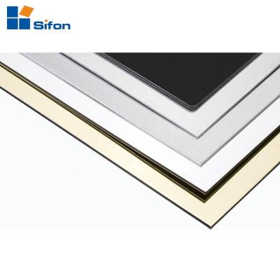 China Silver Aluminum Composite Curtain Wall Cladding Auland PVDF Alucobond Gold Mirror ACP Construction Panel for sale