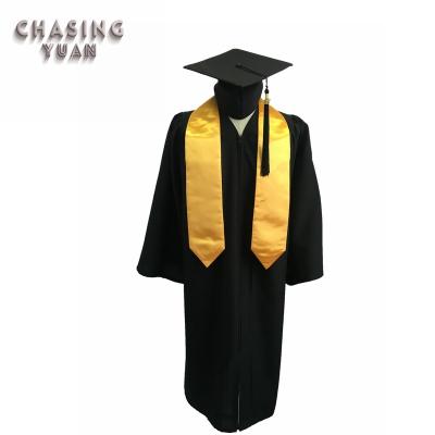 China Gold Black Graduation Gown High School Graduation Gown Hat And Stole for sale