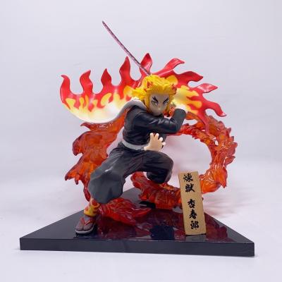 China Cartoon Toy Action Figures Demon Slayer Kamado Tanjirou Rengoku Kyoujurou Triangle Base Scene Model Ornament Boxed Anime Figure for sale