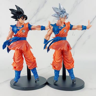 China Cartoon Toy Action Figures Japanese Anime Collection Desktop Decor Son Goku Silver Hair Black Dragons for sale