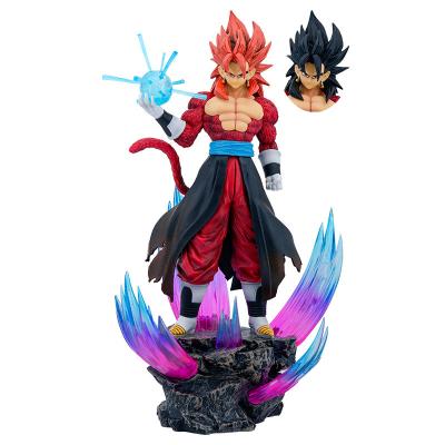 China Eco-friendly Material Action Figures Customized Pvc Resin Toys High Quality Toy 37.5cm New Style Super Saiyan Removable Head Dbz Anime Gogeta for sale