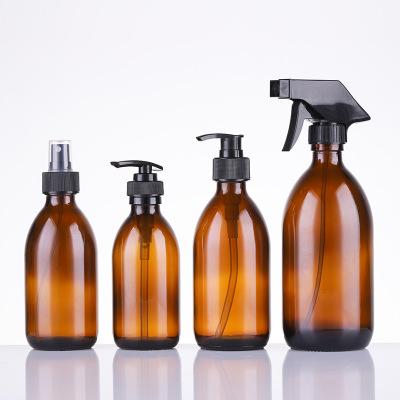 China Amber Glass Shading Shampoo Bottle Food Packaging Spray Hand Sanitizer Cosmetic Pharmaceutical Sub-bottling Bottle for sale