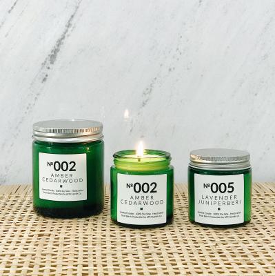 China Home Decoration Wholesale 2oz 4oz 6oz Green Candle Jars Candle Holders With Mental Lid for sale