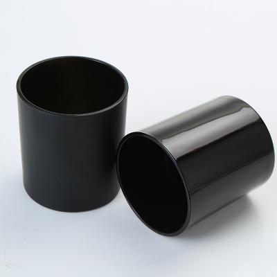 China Wholesale Home Decoration Black Glass Candle Jars With Bamboo Lids Frosted Candle Jars Customized LOGO for sale