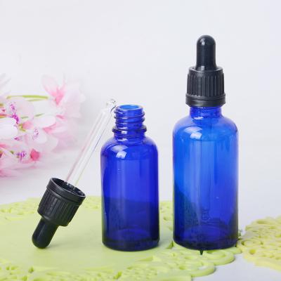 China Personal Care 5 Dropper 10 15 20 30 50 100ml Cosmetic Packaging Blue Glass Dropper For Essential Oil Cosmetic Bottle for sale