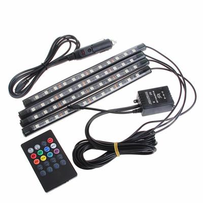 China Aluminum Cheap Price Voice Control Car Atmosphere Lights Interior Led RGB Car Light 12Leds for sale