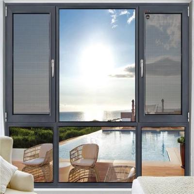 China Office Decoration Aluminium Casement Window Noise Insulation Grey Anodized for sale