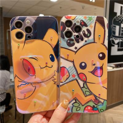 China Shockproof New Design Cute Pikachu Soft Phone Bags Full Cover Protection Cartoon Snap Drill Phone Case For Iphone 14 13 pro max for sale