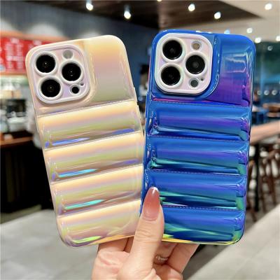 China New Design Shockproof Down Jacket Phone Bags Covers Shockproof Protection Shine Soft TPU Bubble Phone Case For Iphone 14 13 pro max for sale