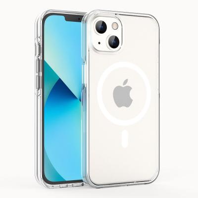 China Shockproof Clear Wireless Charging Phone Case For Iphone 12 13 TPU+PC Magnetic Suction Cell Phone Case For Iphone 14 Pro Max for sale