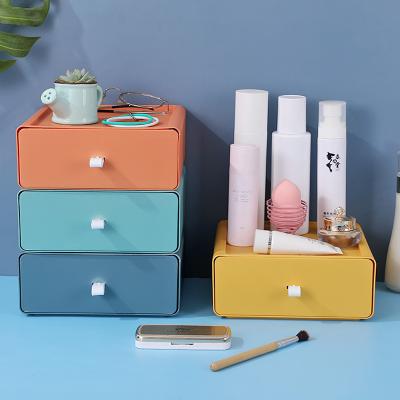 China Stackable Student Plastic Desktop Storage Box Cosmetics Drawer Office Stationery Stackable Storage Box for sale