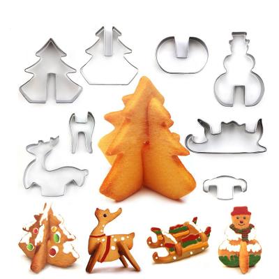 China Sustainable Stainless Steel 3D Cookie Mold Irregular Three Dimensional Christmas Cookie Molds for sale