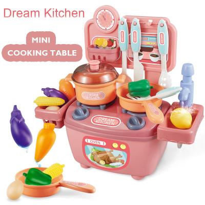 China Toy Wholesale Mini Funny Educational Cooking Play Table Set Plastic Toy Kitchen Set Toy Funny Educational Toy Pretend Play For Girl for sale