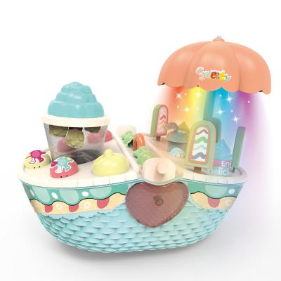 China Funny Educational Toy Fashion Children Plastic Pretend House Toy Shopping Cart Pretend Play Cart Model with Popcorn and Ice Cream Set Toy for sale