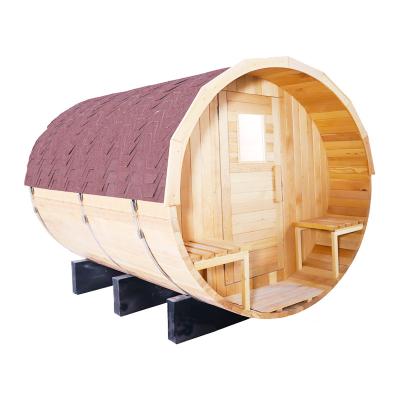 China 2022 Selling 4 Person Computer Control Panel Popular Hemlock Hot Outdoor Steam Outdoor Barrel Sauna for sale