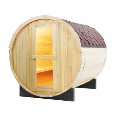 China New Style Wooden Barrel Hemlock Sauna Computer Control Panel Outdoor Sauna Room for sale