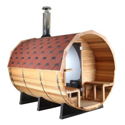 China Computer Control Panel Outdoor Wooden Barrel Sauna Burning Room for sale