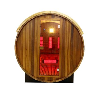 China Computer Control Panel Barrel Cedar Dry Steam Room Outdoor Sauna for sale