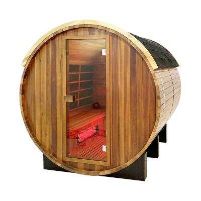 China Outdoor Wooden Computer Control Panel Kit 4 Person Barrel Steam Sauna Room for sale