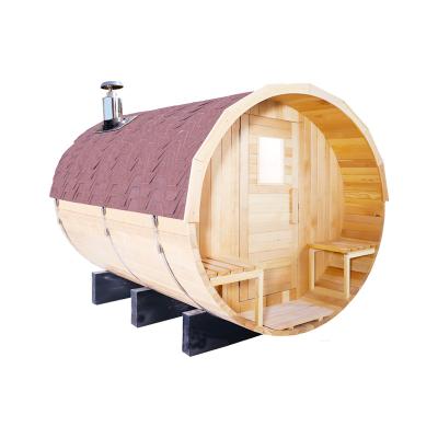 China Computer control panel wholesale 4-6 person barrel hemlock/cedar outdoor sauna room for sale for sale