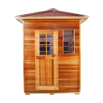 China High Quality Red Cedar Sauna Computer Control Panel Stove Heater 3 People Outdoor Wooden Wet Sauna Room for sale